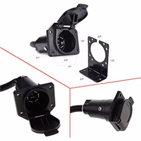 Adattatore convertitore cablaggio spina luce rimorchio camper 4 fili piatti a 7 vie per gancio di traino per camion auto con staffa di montaggio